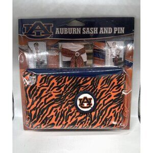 Vintage Auburn University Tigers Sash and Pin Womens Orange Scarf 90s Retro‎ NEW